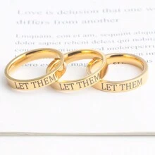 1pc Hip Hop Style Stainless Steel Jewelry  It Letter Women Friendship Ring BFF Matching Rings Men Band Ring For Halloween Party Easter Costume Accessories, Non-Fading