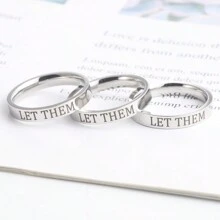 1pc Hip Hop Style Stainless Steel Jewelry  It Letter Women Friendship Ring BFF Matching Rings Men Band Ring For Halloween Party Easter Costume Accessories, Non-Fading