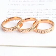 1pc Hip Hop Style Stainless Steel Jewelry  It Letter Women Friendship Ring BFF Matching Rings Men Band Ring For Halloween Party Easter Costume Accessories, Non-Fading
