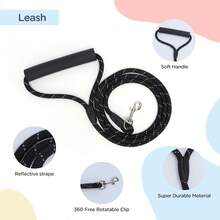 Nobleza - Arneses tipo chaleco para perros, Arnés Deportivo para Perros Sin Tirón Malla Suave Reflexivo y Transpirable Arnés y Juego de Cables Ajustable, Viene con Una Correa de Perro Gratis, Negro L - Negro - Ver 4