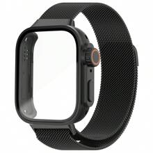 二合一米兰尼斯表带 + 可更换超级表壳 适用于华为 Fit 3 表带 不锈钢磁吸表带