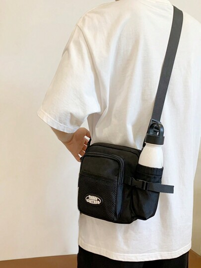 1pc Men's Shoulder Bag Shoulder Bag Shoulder Strap Adjustable Zipper Portable Black Solid Color Polyester Simple Leisure Fashion Travel To Work Travel School Student Men's Shoulder Bag Outdoor Fashionable Casual Boyfriend Gifts Vacation Side Bags Satchel Bag Leather Bag Hobo Bag Travel Essentials Camping Sling Bag Back To School Bag Pack Spring School Supplies Purse Small Bag For Men Body Bag For Men Phone Bag