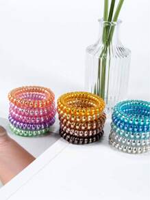 15pcs Coil Wire Design Hair Tie Casual Ponytail Holder Hair Elastic Hair Rope - Multicolor - View 3