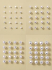 1套10對簡約優雅人造珍珠耳針套裝,適合女性日常佩戴 - 白色 - 查看 16