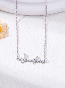 1 chiếc vòng cổ tên tùy chỉnh với mặt dây chuyền hình trái tim và bướm, thép không gỉ mạ vàng 18K, điểm nhấn hình con bướm ở bên cạnh tên, văn bản tên hình trái tim, món quà lý tưởng cho các cặp đôi, cặp đôi, bạn bè, gia đình - Silver Valentines - Bạc - Xem 3