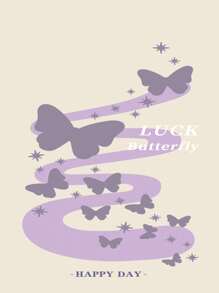 1pc Simple Purple Smoke Butterfly Pattern Fingerprint Resistant Microcrystalline Sand Phone Case Compatible With Apple///TECNO/Infinix/Vivo/OPPO - Beige - View 6