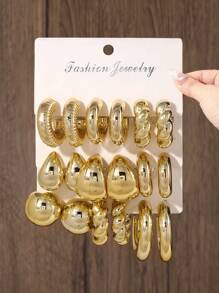 Juego de 18 piezas de pendientes de aro de moda para mujeres, ideal para fiestas, citas, vacaciones, joyería de estilo minimalista