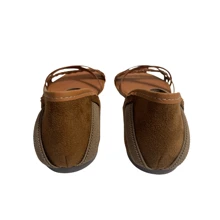 Kafer Women's Flat Back Suede Sandal Calce Fácil Handmade - Lạc đà - Xem 7