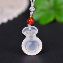 1pc Natural Crystal Agate Ice Bottom Money Bag Pendant Necklace, High Quality Gem Pendant, Necklace, All Hand-Carved, Women, Men, Quartz Crystal Necklace, Couple Necklace, Gift For Her, Suitable For Holiday Party Gifts, Quartz Crystal Gifts. - Money Bag D1 - View 5