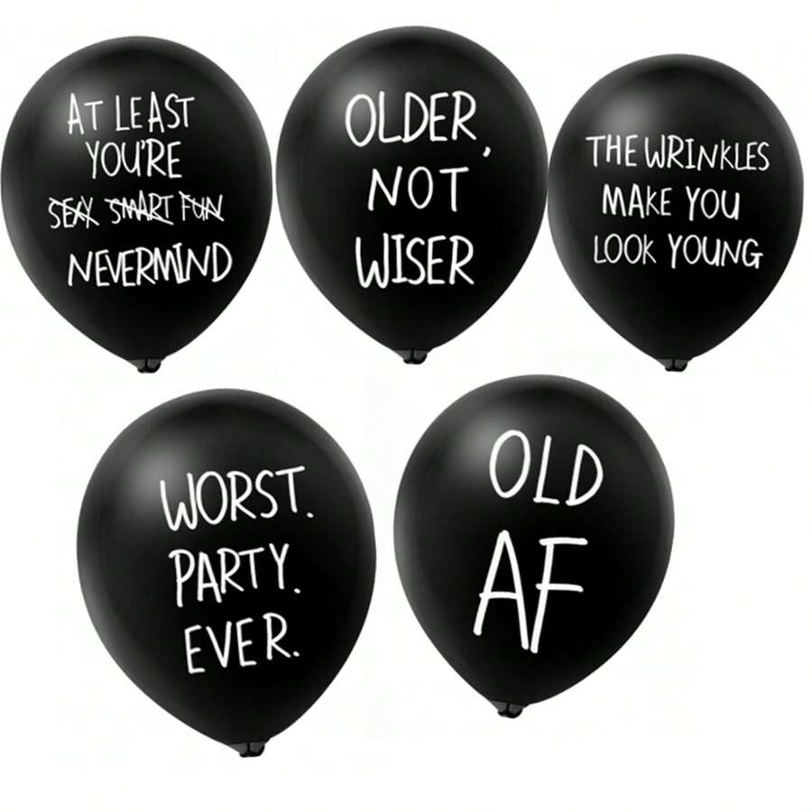 10Pcs 12inch Funny Old Age Birthday Party Balloons Cute Offensive Latex Balloons For Adults Funny Birthday Single Party Decoration,Christmas - Black - View 1