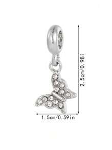 1 chiếc mặt dây chuyền đính đá thời trang đính trên giày cao gót, hình bướm, trăng lưỡi liềm, dép xăng đan bãi biển, sao biển, đồ uống, hoa hồng, vỏ sò, kẹo mút, bông tuyết, phụ kiện tự làm - Bạc - Xem 11