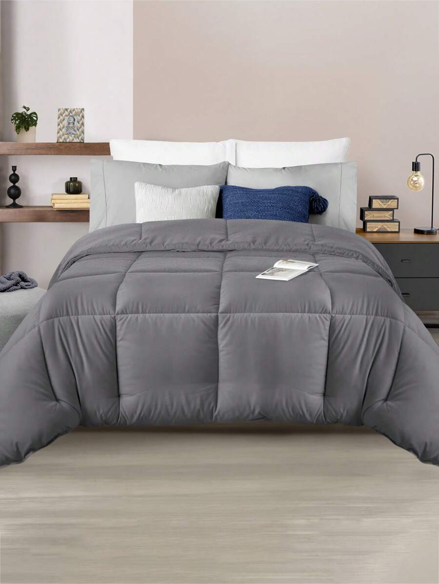 Home Elephant Single Duvet Quilt Two Views Soft Quilted - Grey - View 1