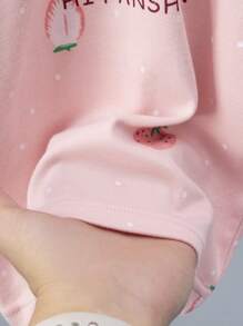 4pcs Young Girls Strawberry Fruit Print Long Sleeve Pajama Set, Cartoon Print Nightwear Set For Autumn And Winter