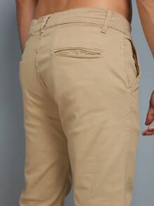 Men's Sport Slim Premium Twill Pants Multiple Colors - 卡其色 - 查看 2