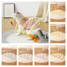 1pc Foldable S-Shaped Cat Tunnel Toy With Spring, Mouse Tunnel With Ball And Crinkle Sound, Interactive Outdoor Cat Toy - Multicolor - View 5