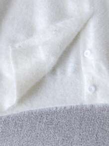 Tween Girls Elegant Solid Color Cropped Cardigan Sweater, Suitable For Casual, Vacation, Spring, Autumn, Winter - White - View 6