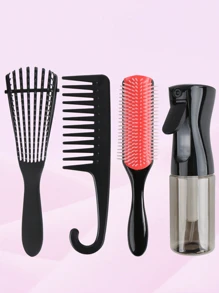 Ensemble de peignes d'arrosoir, 3 pièces brosse à cheveux coiffure lissante avec 1 pièce brosse pour bordures, 1 pièce brosse à cheveux, 1 pièce peigne queue de rat, brosse à démêler pour les cheveux bébé, accessoires roses