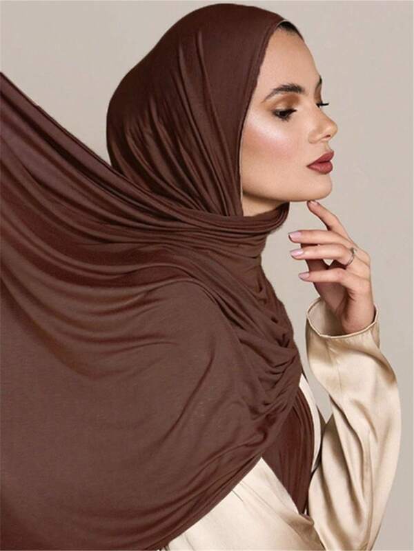 1pc Women Turban New Style Large Size Jersey Hijab Shawl Soft Casual Solid Color Women Scarf Headband For Abaya Accessories Women Veil