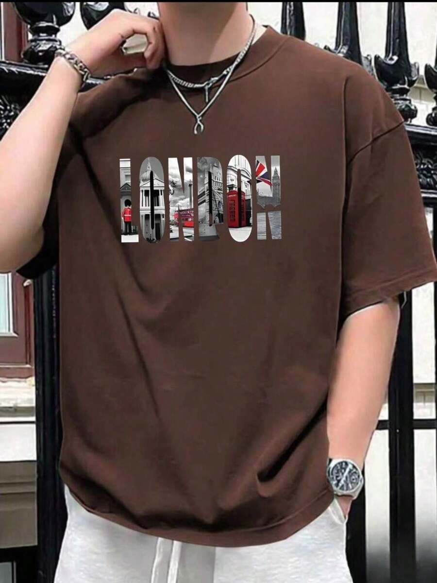 London Men's T-Shirt Imported Blouse Launch Cotton T-Shirt - Rỉ Nâu - Xem 1