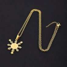 1pc Unisex Stainless Steel Philippine Map Pendant Necklace, 2 Colors Available - Philippines Map - View 5