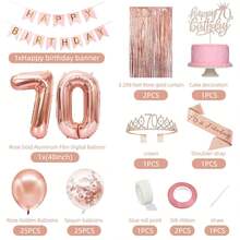 70Th Birthday Decorations For Women, Rose Gold 70Th Birthday Banner, Crown, Sash, Cake Topper And Number Balloon, Happy 70Th Birthday Party Decorations, 70Th Birthday Gifts For Women Decorations - Trending, Best Seller, New Arrival, Party Supplies, Elegant Decor, Party Decoration, Wedding & Birthday - Multicolor - Ver 3