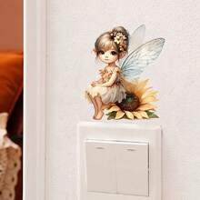 Self-Adhesive Fairy, Inspirational English Text, Cartoon Fairy Decoration Removable PVC Wall Sticker For Living Room, Entrance, Bedroom, Kids Room - Multicolor - View 1