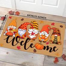 1pc Autumn Theme Doormat, Dwarf Autumn Element Pattern Slip-Resistant Outdoor Decorative Carpet Mat, Thanksgiving & Halloween Decor, Home Autumn Decoration