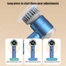 1 套 5 合 1 电动旋转拖把带 LED 显示屏，无绳充电式手持电动清洁刷套件带 5 个可互换刷头，适用于浴室、厨房、汽车和玻璃的多功能家用清洁工具 - 彩色 - 查看 5