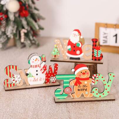 1 قطعة/3 قطع من ديكورات عيد الميلاد، رسائل خشبية ملونة جديدة لديكور المنزل، قطع حرفية بشكل سانتا كلوز ورجل الثلج، تماثيل خشب بطابع عيد الميلاد لديكور غرفة المعيشة والنوم والمطبخ وعلى المنضدة، اكسسوارات وأدوات للحفلات بموضوع عيد الميلاد، ديكور ريفي