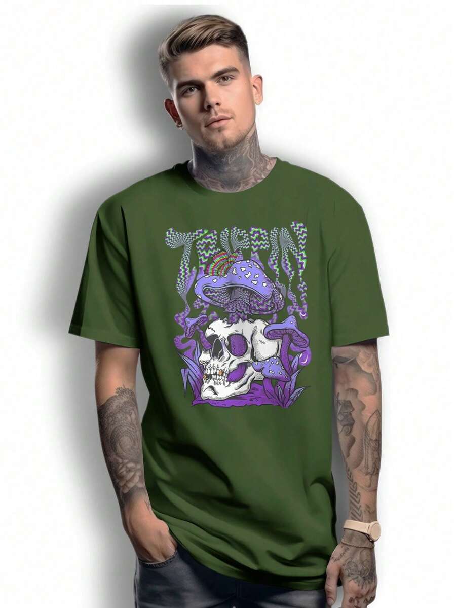 Basic Tripin  T-Shirt 100% Cotton Shirt GPJ1 - xanh quân đội - Xem 1