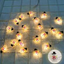 Schneemann LED Lichterkette Girlande, Weihnachtsdekoration für Zuhause, batteriebetriebene Weihnachtsmann Lichter Weihnachtsbaum Hängeornament, Neujahrsdekoration für Zuhause, Weihnachten - Verschiedenfarbig - Übersicht 10