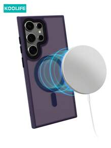 Handyhalter Koolife 1 Stück mattierte PC+TPU 2-in-1 Magnetische Sprühphonehülle mit stoßfestem verstärktem Schutz, kompatibel mit Samsung Galaxy S22/S22plus/S22Ultra/S23/S23Plus/S23Ultra/S24/S24Plus/S24Ultra