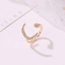 1pc Crescent Moon Opening Adjustable Ring, Personality Star & Moon Index Finger Ring