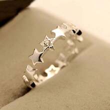 1pc Crescent Moon Opening Adjustable Ring, Personality Star & Moon Index Finger Ring