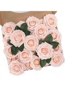 10/25 peças Flores artificiais multicoloridas, espuma de marfim de cor verdadeira, rosas falsas com hastes, buquê de casamento faça você mesmo, arranjo central de chá de panela multicolorido, decoração de mesa de festa, embalagem de saco OPP (excluindo caixa), dia dos namorados, presente - Multicolorido - Ver 25