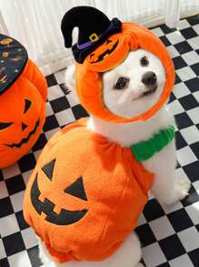 1pc Autumn And Winter Pet Cats And Dogs Halloween Christmas Jack-O '-Lanterns Into Funny Clothes And Hats Halloween Halloween Costumes - Orange - View 10