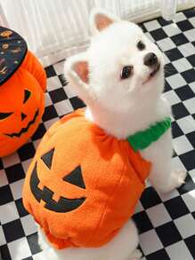 1pc Autumn And Winter Pet Cats And Dogs Halloween Christmas Jack-O '-Lanterns Into Funny Clothes And Hats Halloween Halloween Costumes - Orange - View 11