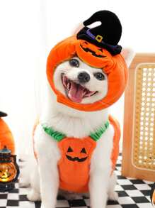 1pc Autumn And Winter Pet Cats And Dogs Halloween Christmas Jack-O '-Lanterns Into Funny Clothes And Hats Halloween Halloween Costumes - Orange - View 2