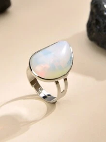 1pc Natural Crystal & Stone Open Ring, Suitable For Daily Wear By Men And Women - Multicolor - View 10