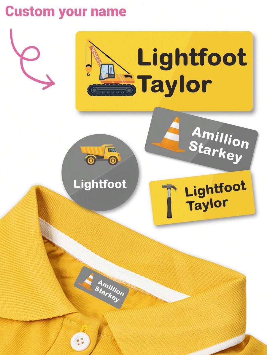 Custom Name Waterproof Stickers, Cute Cartoon Style Labels Stickers, Personalized Name Label Stickers For Clothes Bottle Lunch Box Notebook Organizer, Customized Decorative Tags For Daily Supplies And Gift Packaging, Customizable Name Tag Stickers, Birthday Gift, Holiday Gift, Party Favor Labels