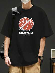 Men's T-Shirt Streetwear Unisex Blouse Basketball Super Game Print - 黑色 - 查看 1
