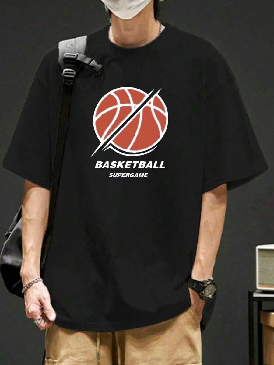 Men's T-Shirt Streetwear Unisex Blouse Basketball Super Game Print - 黑色 - 查看 1
