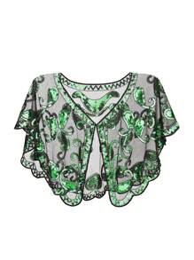 D EXCEED 1PC 女式盖茨比 1920 年代披肩亮片晚礼服披肩新娘披肩披肩短上衣派对婚礼万圣节角色扮演舞会