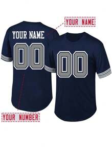 Jersey de béisbol con bordado personalizado con nombre y número, estilo novio, cuello en V, azul , manga corta con botones, para juegos de fiesta, entrenamiento y deportes, tallas S-XXL