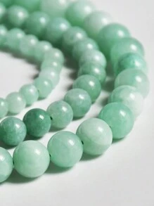 新款中国风手工串珠玉项链，天然石项链女士珠宝，圆珠颈链适合日常佩戴 - 彩色 - 查看 4