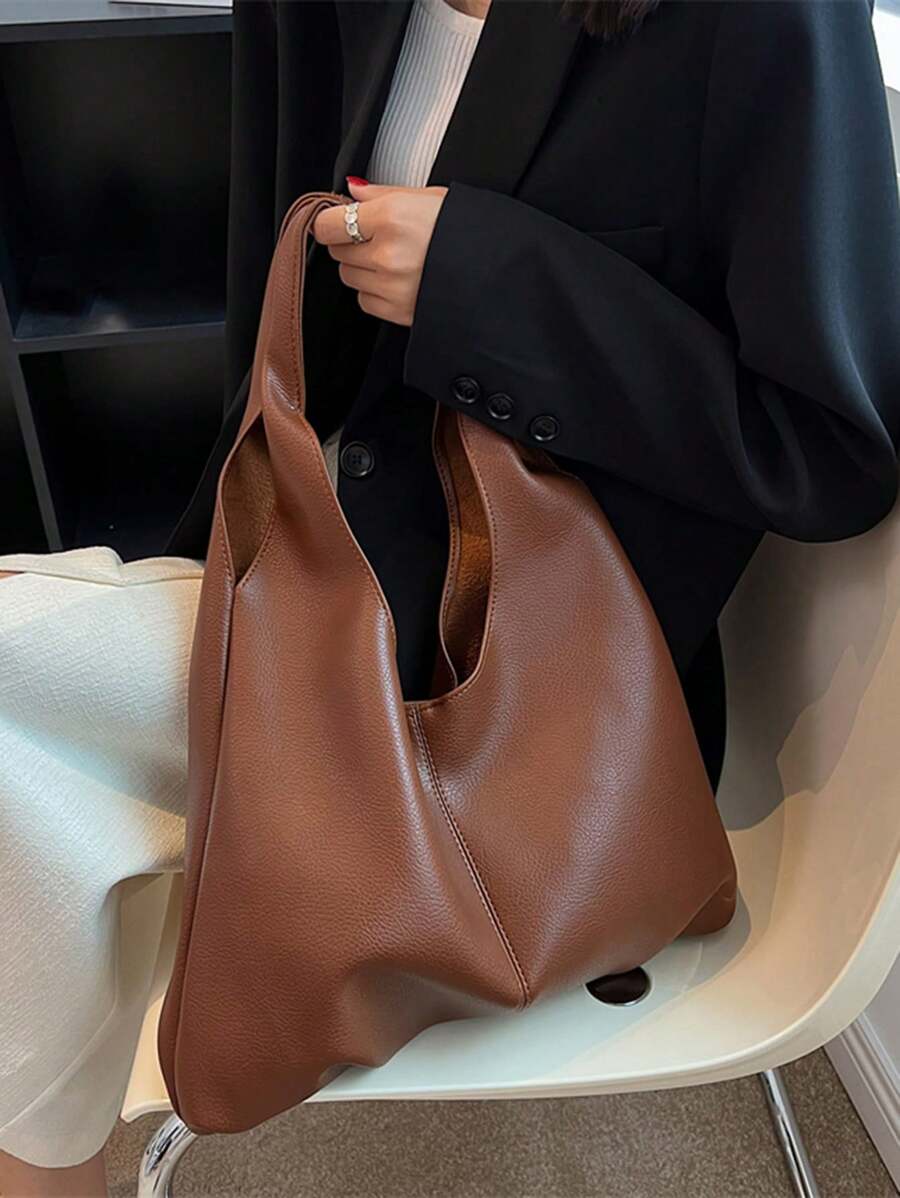 2pcs New Fashion Large Capacity Casual Versatile Mother-Child Bags, Soft Leather-Feel PU Material, High-Quality Synthetic Leather, Elegant Tote Shoulder Bag For Women, Suitable For Office, College Students, Daily Use