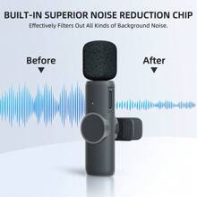 K11 2.4GHz Wireless Lavalier Microphone Noise Reduction Mic Type C Charging For Live Broadcast Recording - 黑色 - 查看 3