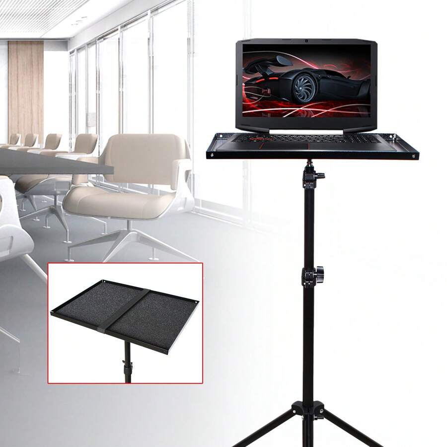 Soporte para trípode para proyector de computadora portátil Soporte de piso universal para computadora portátil Soporte de soporte para equipo de DJ para computadora plegable grande ajustable de 69-190 cm, perfecto para escenario o estudio con bolsa de viaje portátil