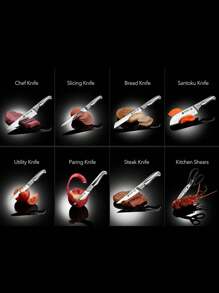 WIZEKA Kitchen Knife Set With Block,15PCS German Stainless Steel Knife Block Set,One-Piece Design Knives Set For Kitchen, Professional Knife Set With Built-In Sharpener,Starry Sky Series - 15-piece set - View 2