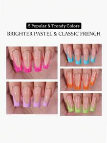 150 Móng tay giả dạng gel hình chữ nhật kiểu Pháp, Móng tay giả kiểu Pháp mờ, Đầu móng tay gel mềm, Lâu trôi, 15 kích cỡ khác nhau để tự làm móng, Phù hợp cho phụ nữ và tiệm làm móng, Dụng cụ làm móng - Nhiều màu - Xem 3